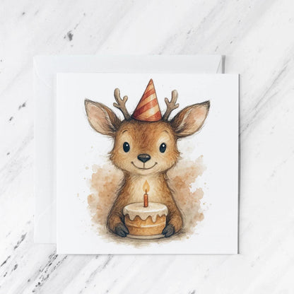 Woodland Deer Birthday Card | Watercolour Illustration