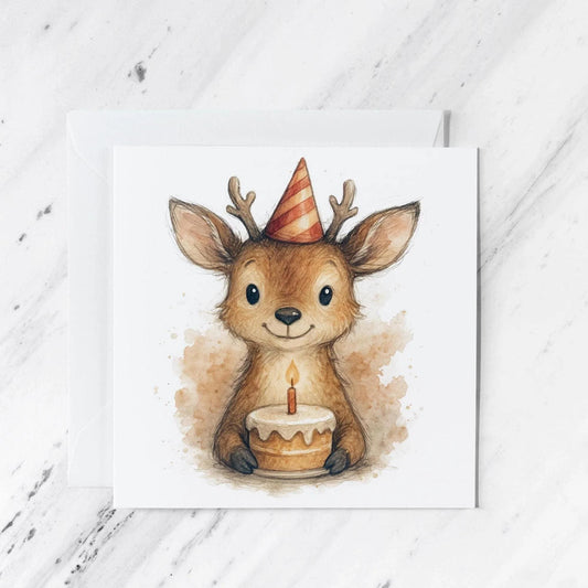 Woodland Deer Birthday Card | Watercolour Illustration