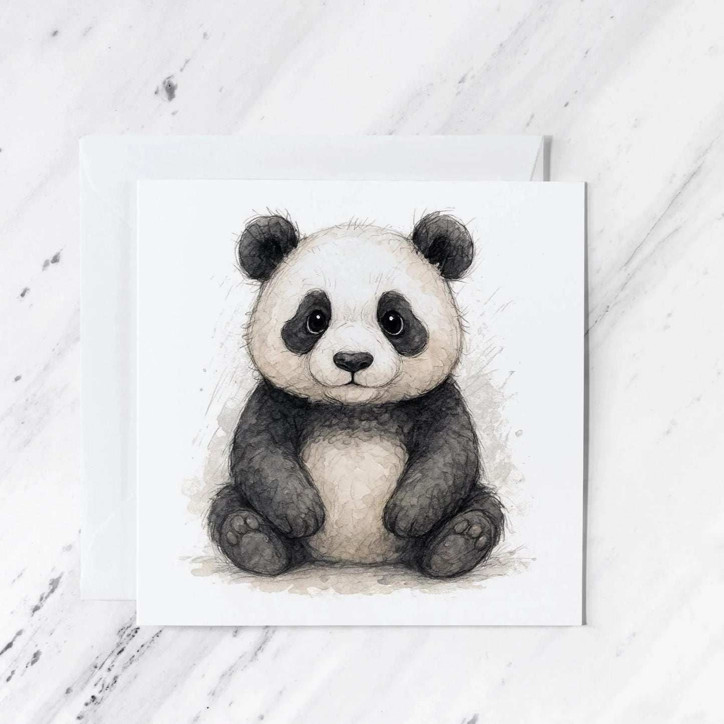 Panda Watercolour Card | Woodland Baby Animal Illustration