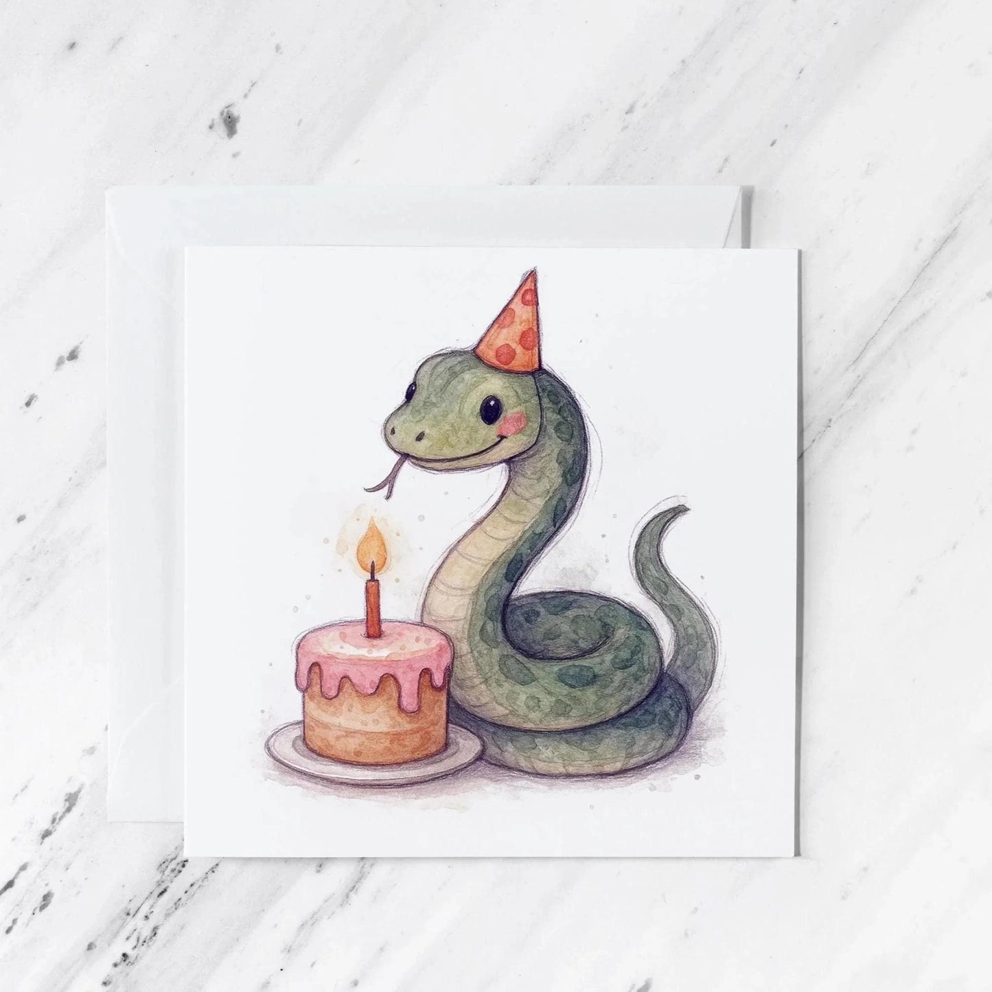 Snake Birthday Card | Watercolour Illustration