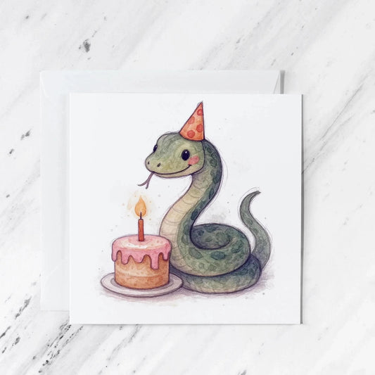 Snake Birthday Card | Watercolour Reptile Illustration