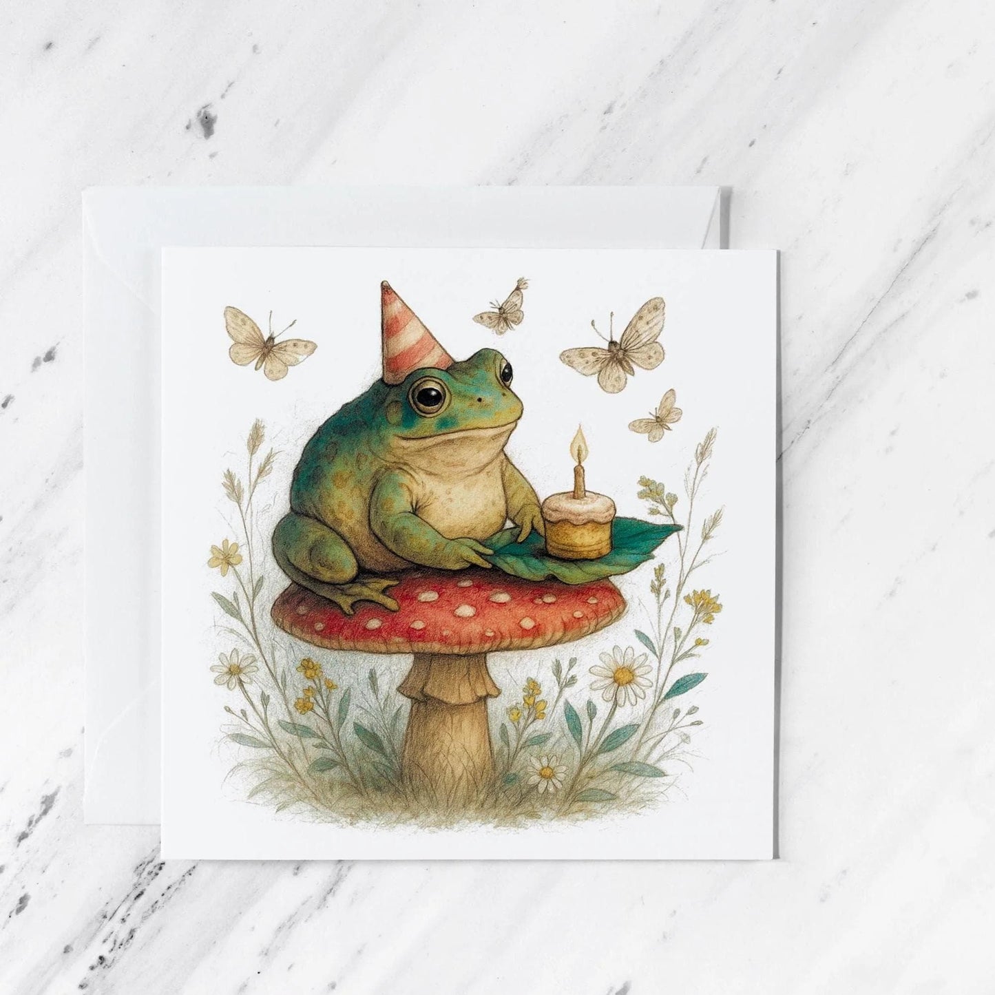 Toad Birthday Card | Woodland Mushroom Illustration, Frog Lover Greeting