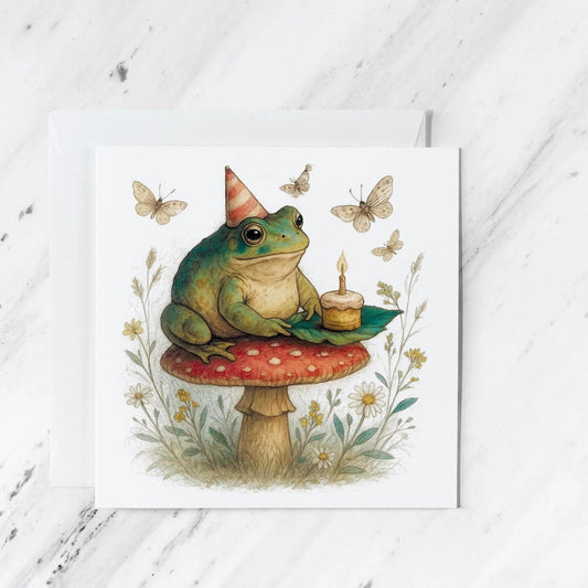 Toad Birthday Card | Woodland Mushroom Watercolour