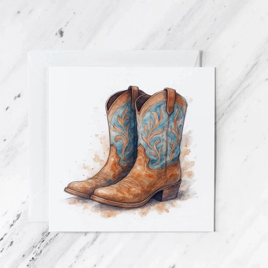 Cowboy Boots Greeting Card | Watercolour Illustration