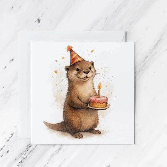 Otter Birthday Card | Watercolour Animal Illustration