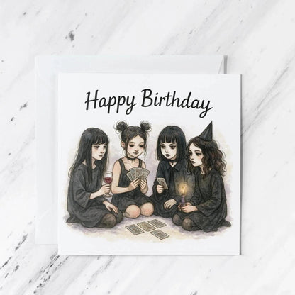 Gothic Tarot Coven Birthday Card | Watercolour Illustration
