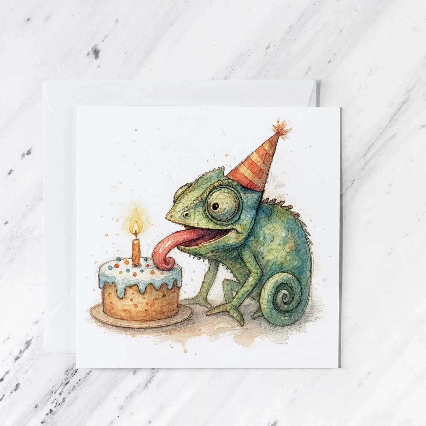 Chameleon Birthday Card | Watercolour Illustration
