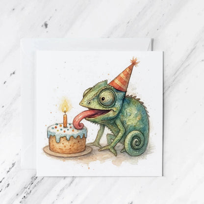 Chameleon Birthday Card | Watercolour Illustration