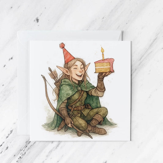 Elf Ranger Birthday Card | Fantasy Watercolour Illustration