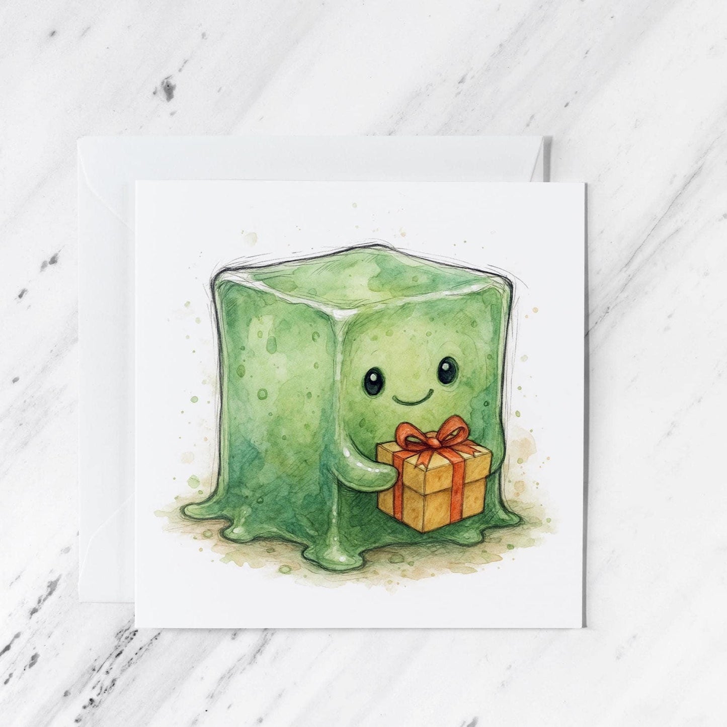 Gelatinous Monster Greeting Card featuring tabletop rpg illustration, illustrated greeting card
