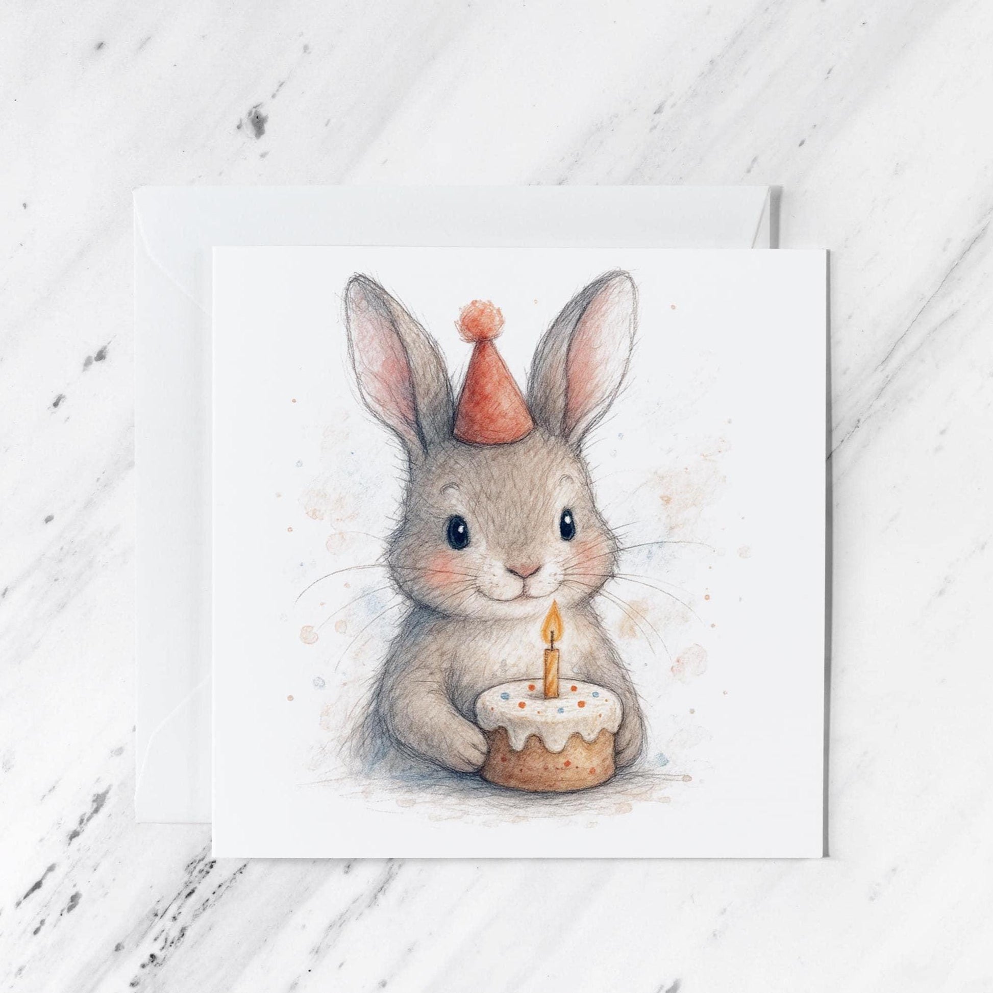 Woodland Bunny Birthday Card, illustrated greeting card