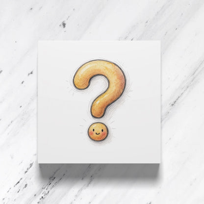 Watercolour Greeting Card featuring whimsical question mark design, illustrated greeting card
