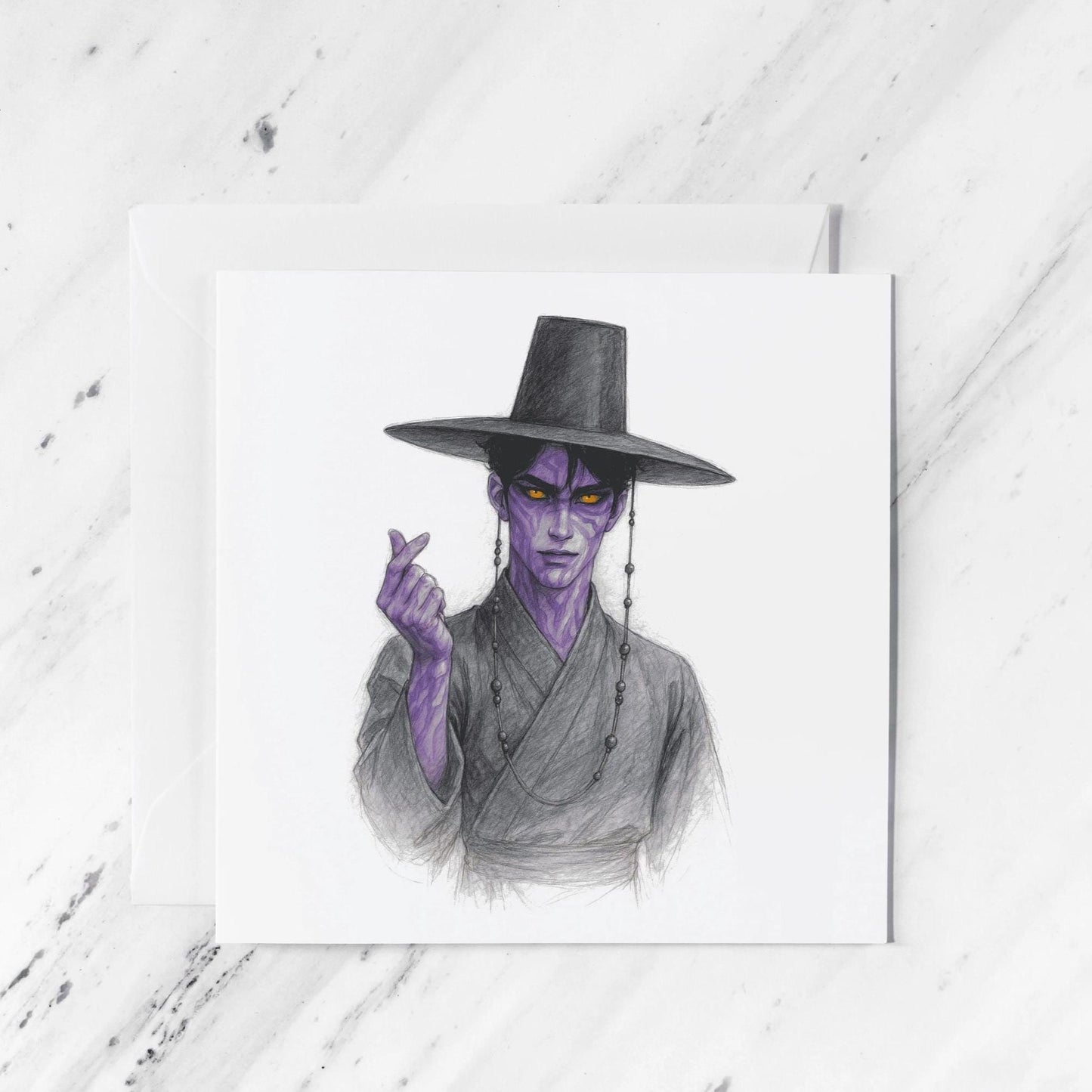 Jinu Demon Form K-Pop Anime Card, illustrated greeting card