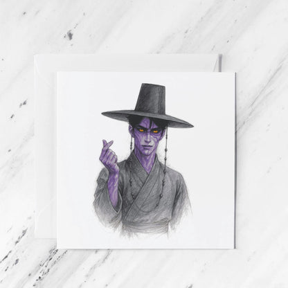Jinu Demon Form K-Pop Anime Card, illustrated greeting card