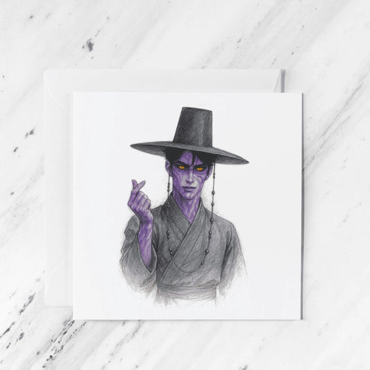Jinu Demon Form K-Pop Anime Card, illustrated greeting card