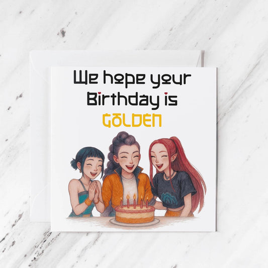 K-pop Birthday Card, illustrated greeting card
