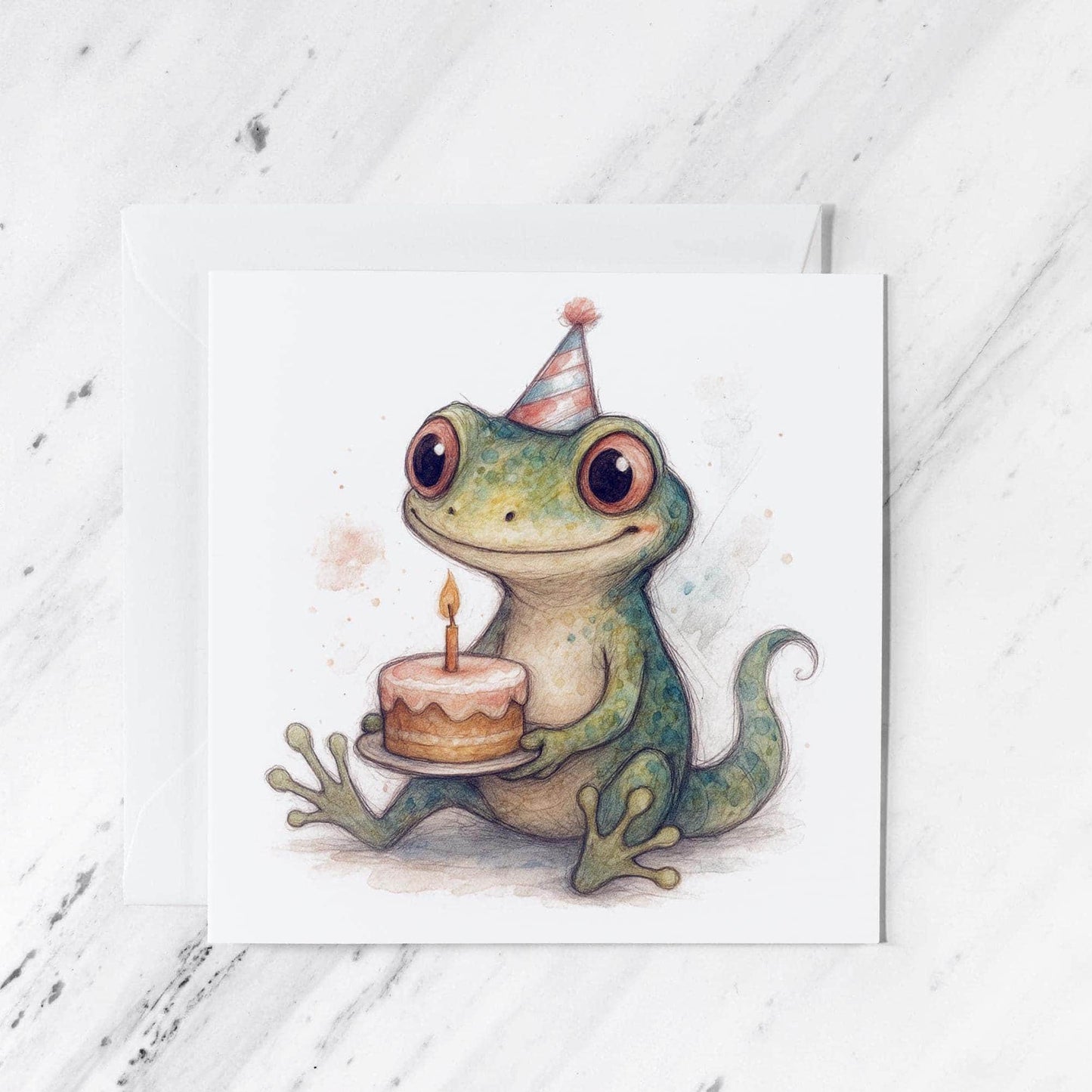 Gecko Greeting Card, Watercolour Reptile Artwork, Animal Lover Birthday Card