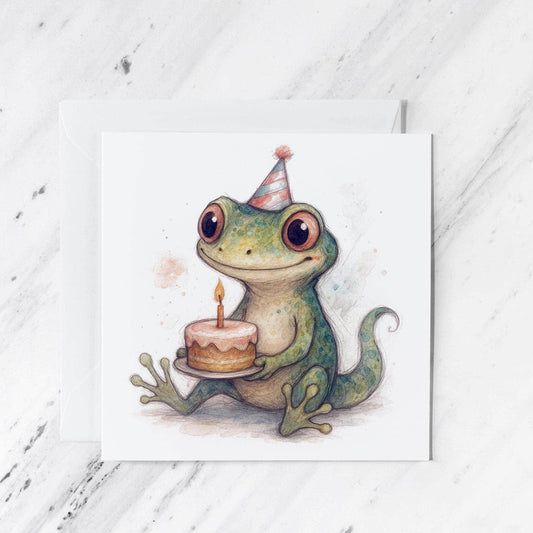 Gecko Birthday Card | Watercolour Reptile Illustration