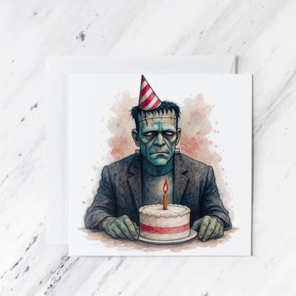Frankenstein Birthday Card | Watercolour Spooky Gothic Illustration