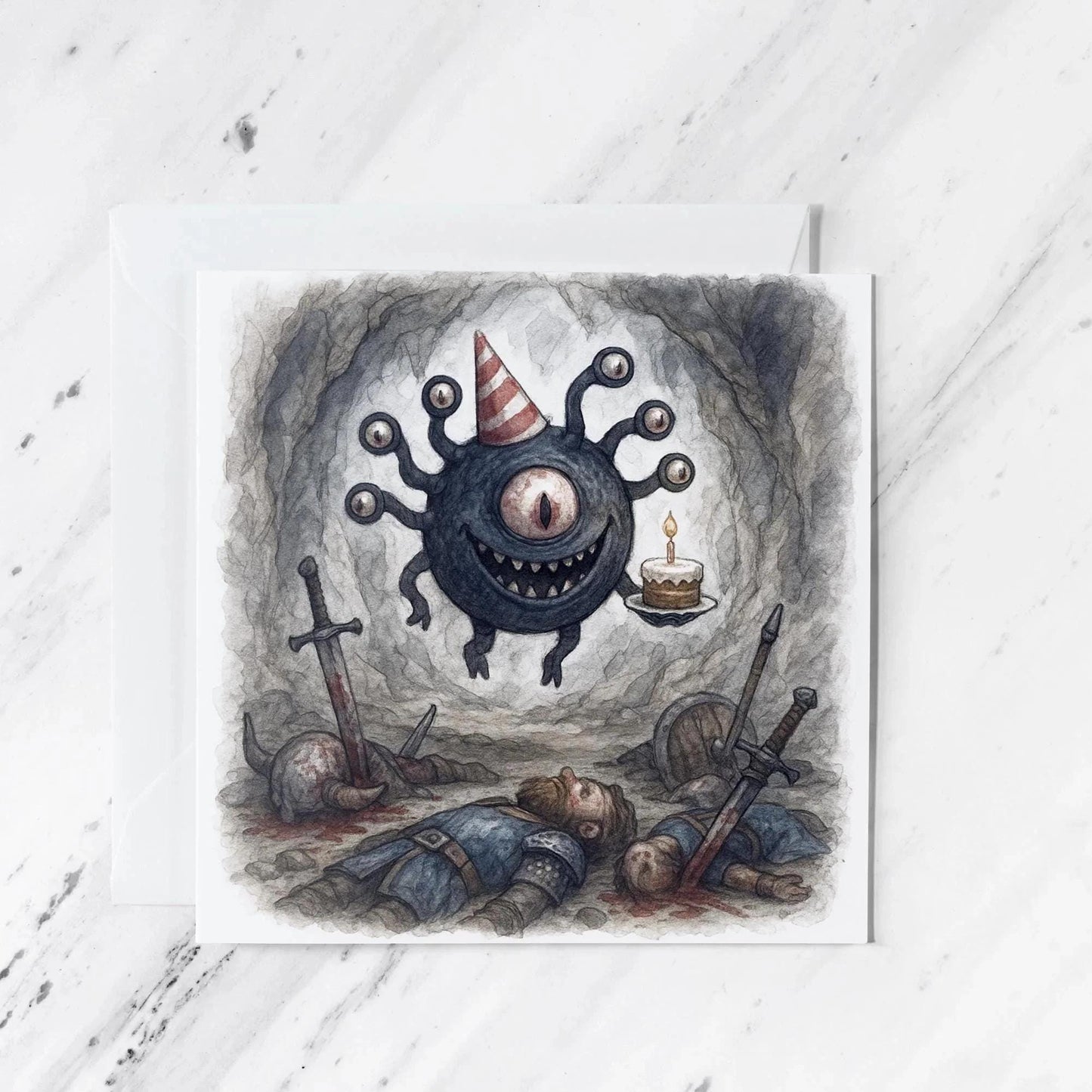 Tabletop Monster Birthday Card | Watercolour Illustration