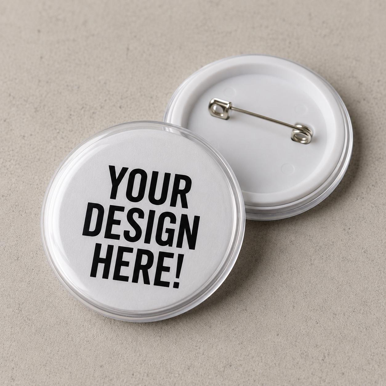 Custom Button Badges | Your Artwork Upload | Personalised Pin Badges (30mm, 55mm)