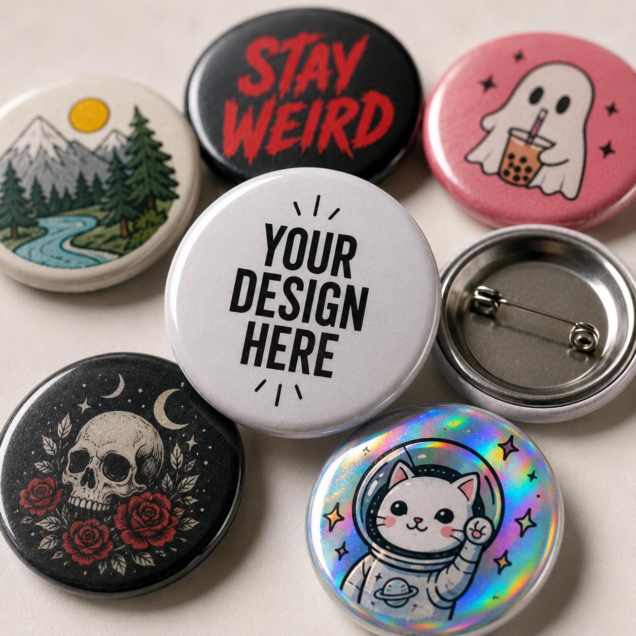 Custom Button Badges | Your Artwork Upload | Personalised Pin Badges (30mm, 55mm)