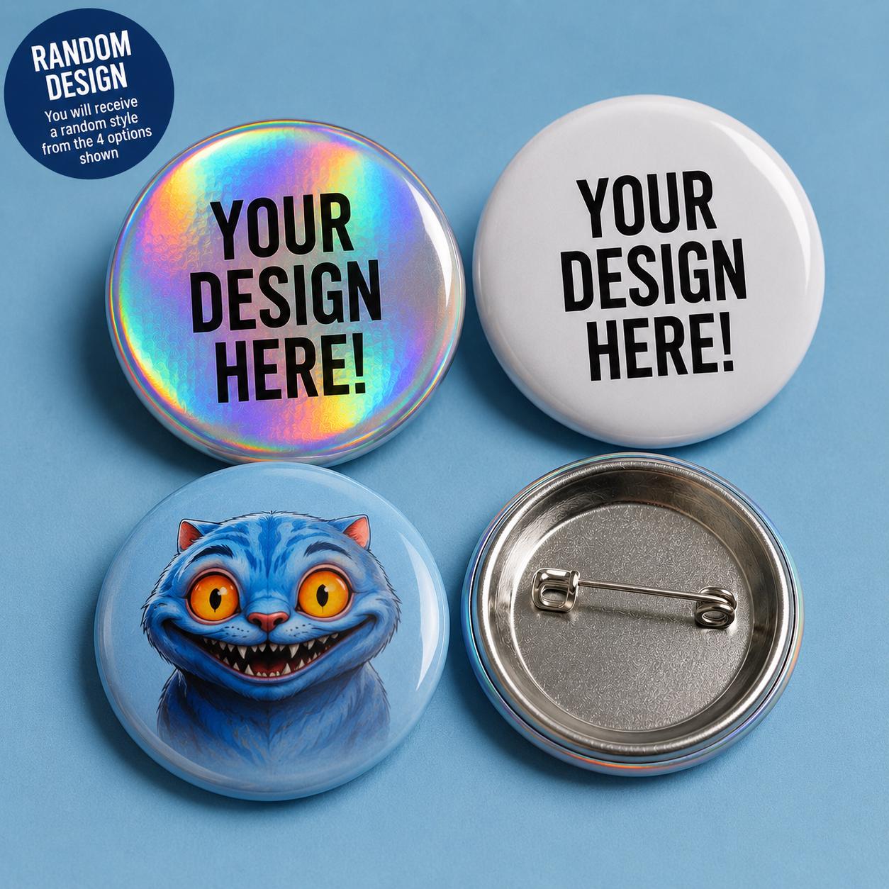 Custom Button Badges | Your Artwork Upload | Personalised Pin Badges (30mm, 55mm)