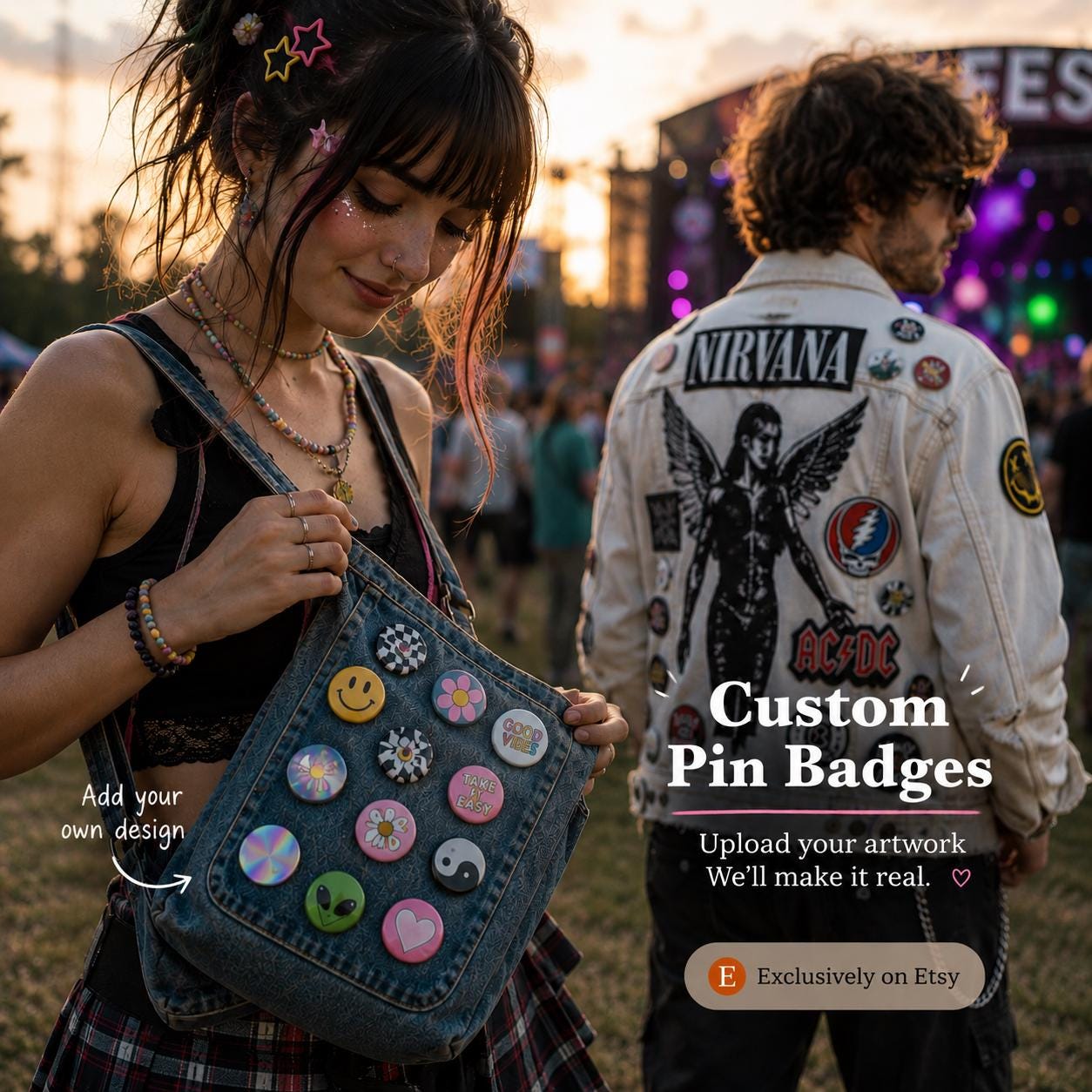 Custom Button Badges | Your Artwork Upload | Personalised Pin Badges (30mm, 55mm)