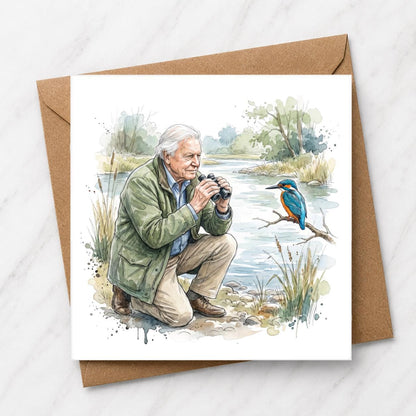 Kingfisher Birthday Card, Watercolour Wildlife Illustration, Birdwatcher Greeting Card, Nature Lover Gift