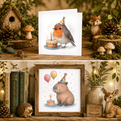 Fantasy Bird Birthday Card | Watercolour Illustration, RPG Gamer Greeting (6x6 Inch)
