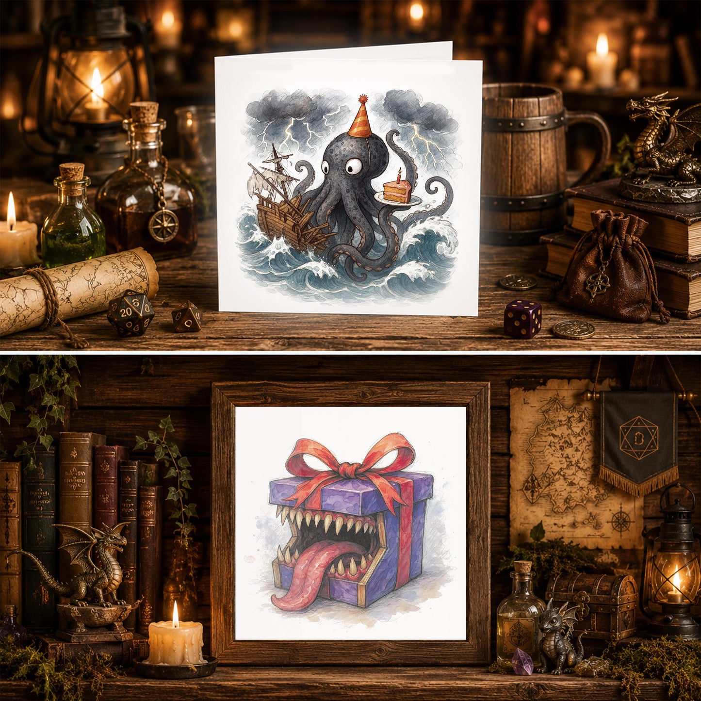Fantasy Gamer Birthday Card, Watercolor Warrior, RPG Adventure Greeting, Gamer Gift