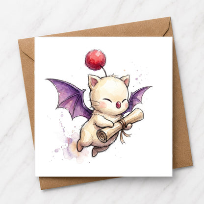Fantasy Creature Graduation Card | Watercolour Illustration, Gamer Congratulations
