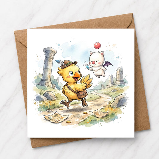 Fantasy Explorer Greeting Card | Magical Adventure Watercolour
