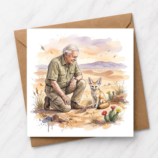 Fennec Fox Greeting Card | Desert Wildlife Watercolour