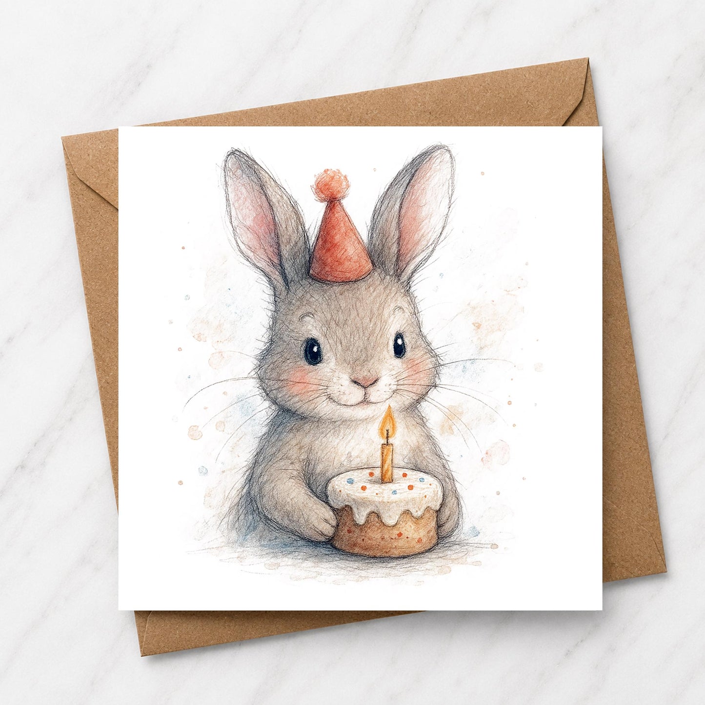 Woodland Bunny Birthday Card | Watercolour Illustration