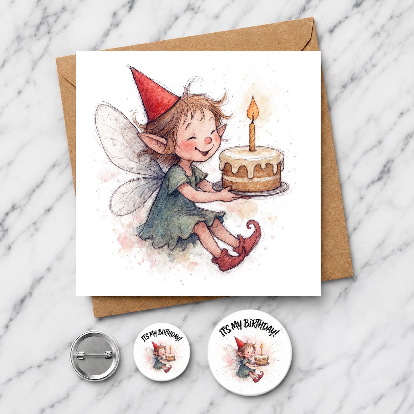 Whimsical Fairy Birthday Card | Watercolour Illustration, Fantasy Greeting