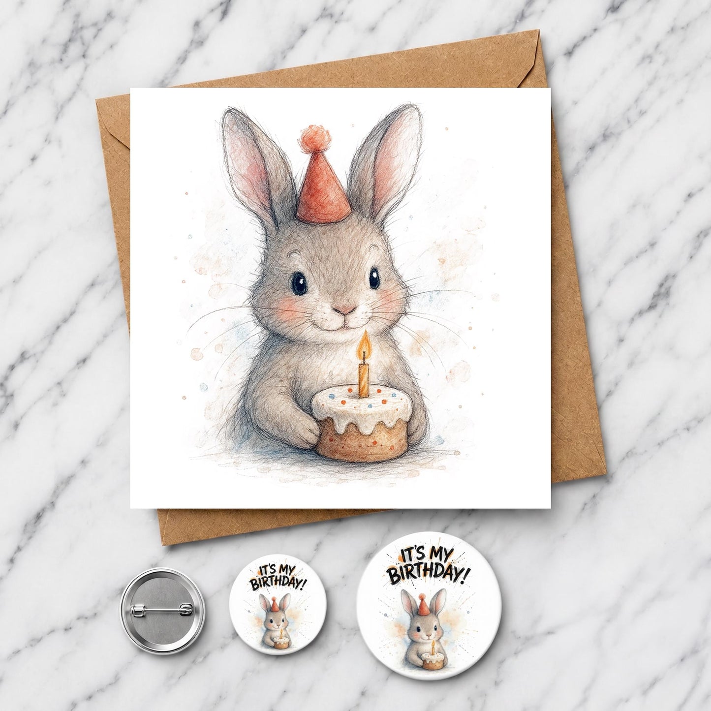 Woodland Bunny Birthday Card | Watercolour Illustration