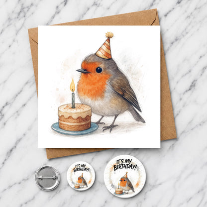 Watercolour Robin Birthday Card | British Garden Bird Greeting Card