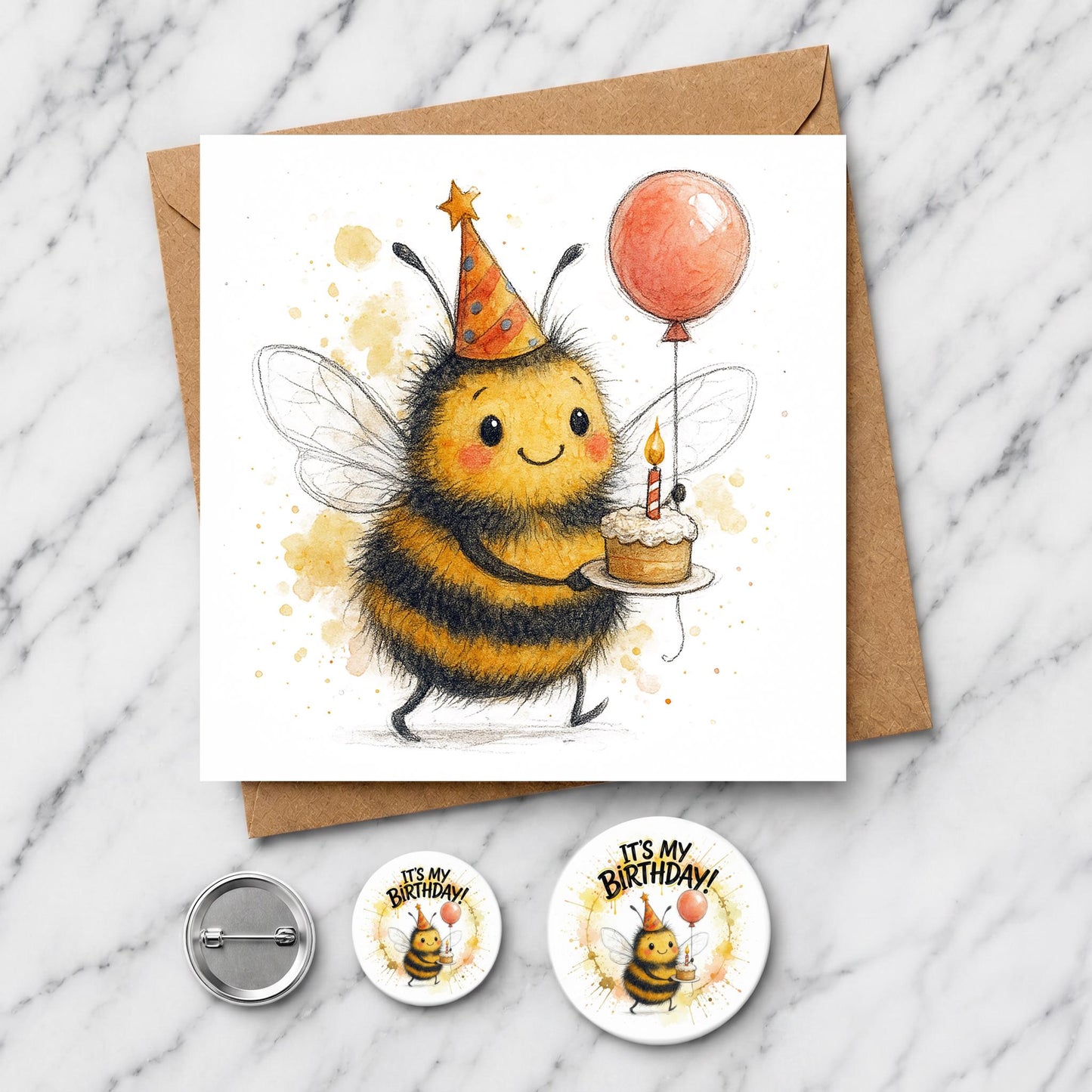 Bumblebee Birthday Card | Watercolour Illustration