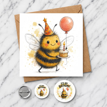 Bumblebee Birthday Card | Watercolour Illustration