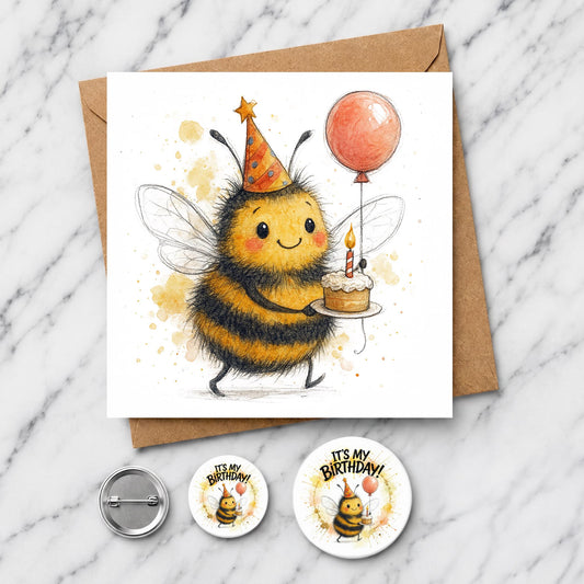 Bumblebee Birthday Card | Nature Watercolour Illustration