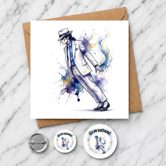 80s Pop Dancer Greeting Card | Watercolour Music Illustration