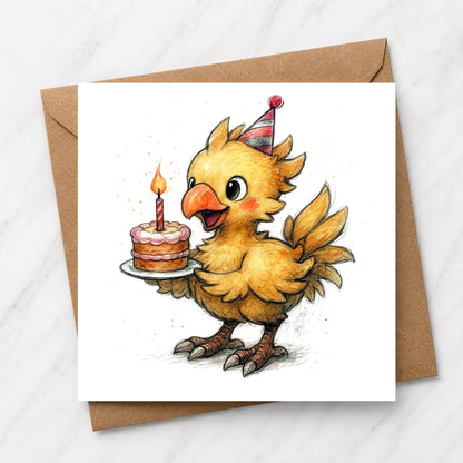 Fantasy Bird Birthday Card | Watercolour Illustration