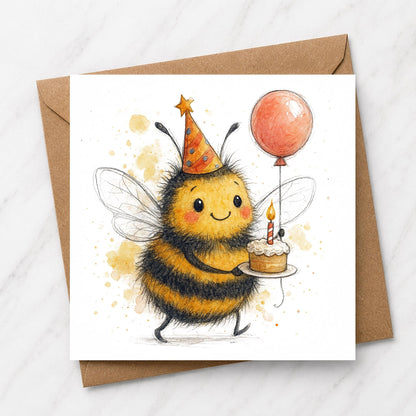 Bumblebee Birthday Card | Watercolour Illustration