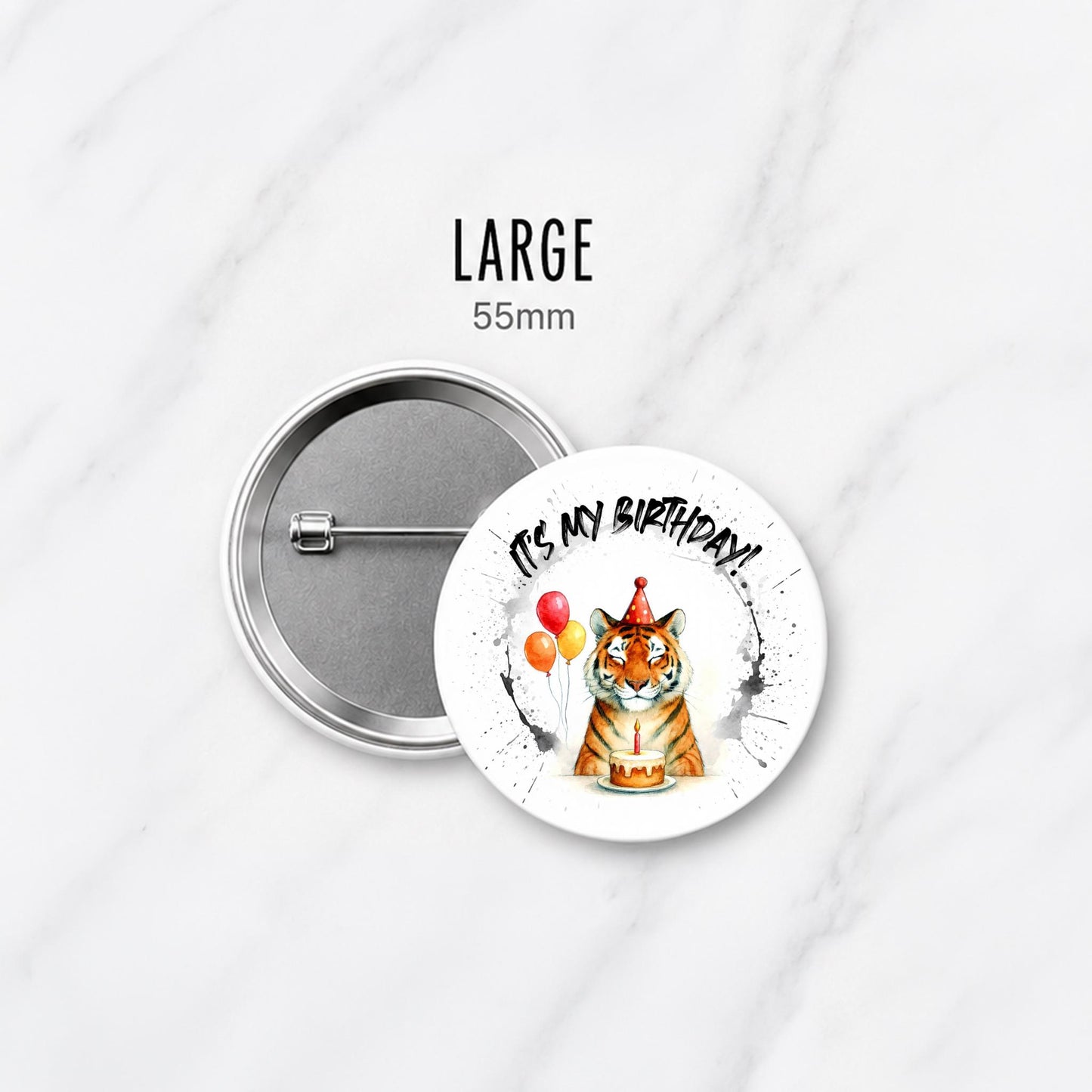 Watercolor Tiger Birthday Card, Party Hat Animal Illustration, Jungle Wildlife Greeting