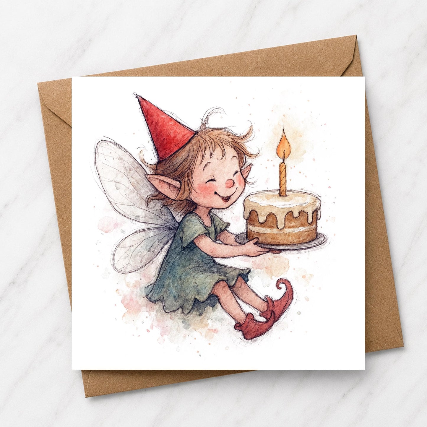 Whimsical Fairy Birthday Card | Watercolour Illustration, Fantasy Greeting