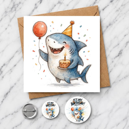 Shark Birthday Card | Watercolour Illustration