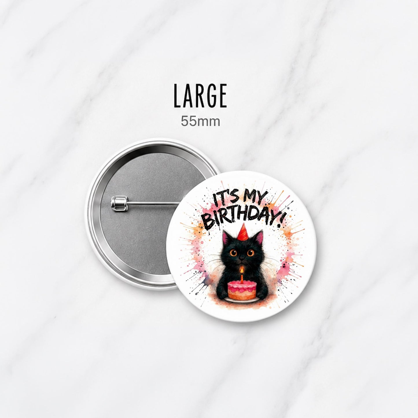 Black Cat Birthday Card – Watercolour Pencil Sketch Illustration (6 x 6 Inch)