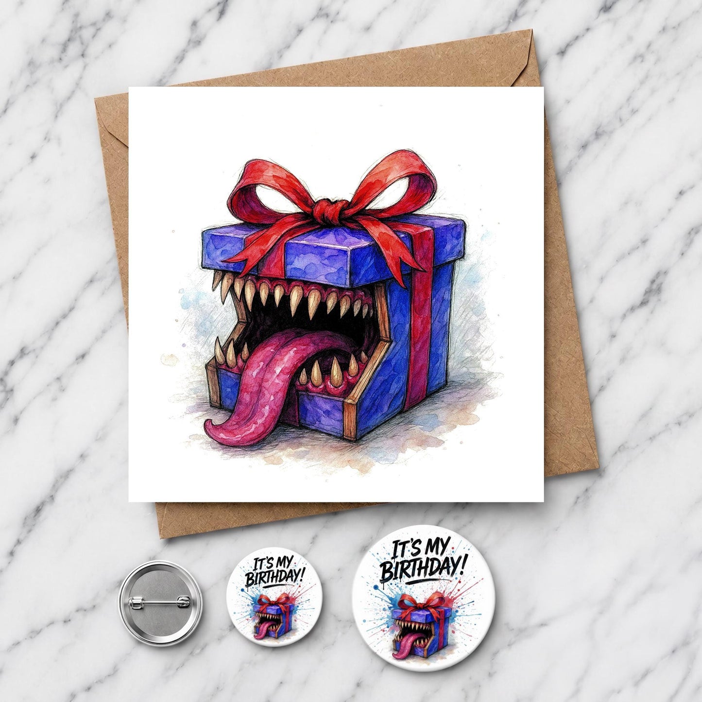 Watercolour Monster Gift Card | Funny Tabletop RPG Illustration | Birthday Greeting