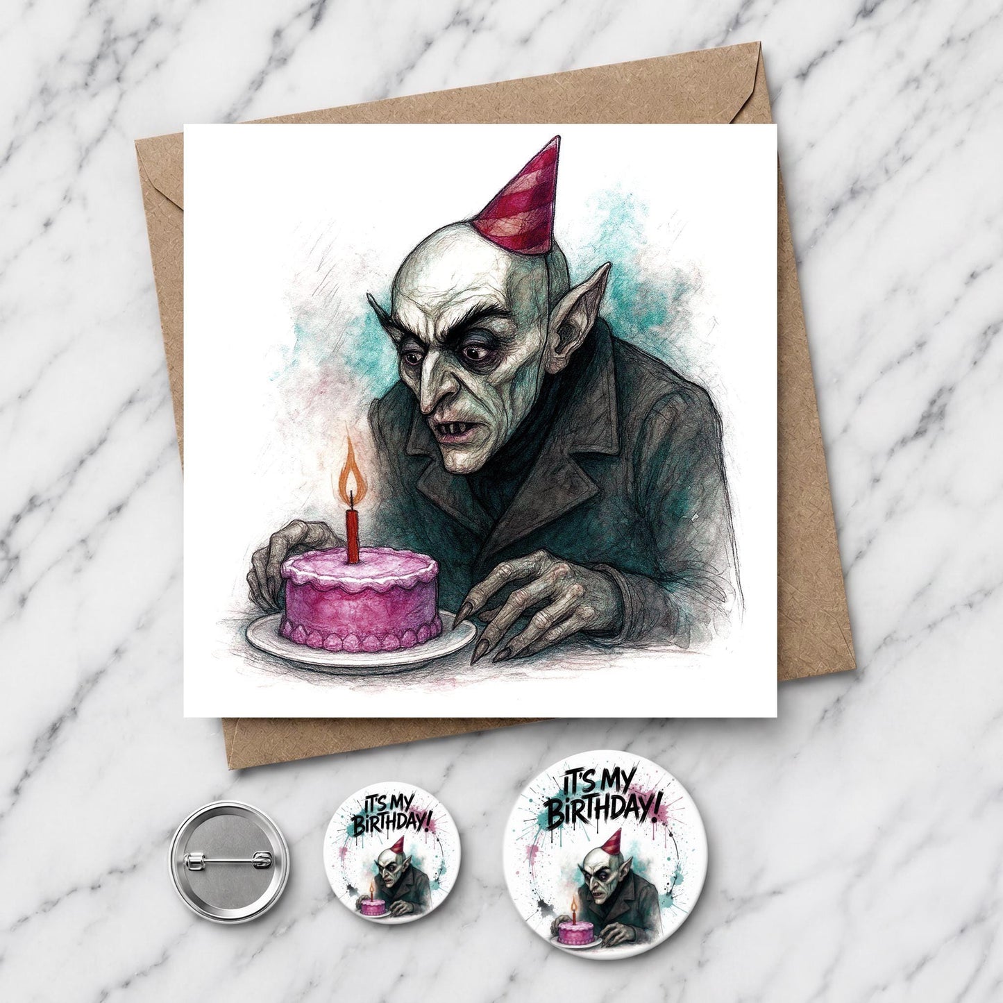 Nosferatu Birthday Card | Vampire Illustration | Dark Humour Greeting
